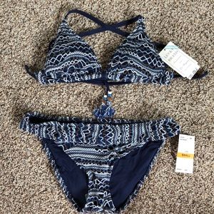 NWT Lucky Brand Bikini Small $126 crochet blue sm